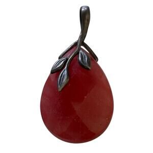 Sterling Silver Watermelon Quartz Pendant with Floral Cap Vintage